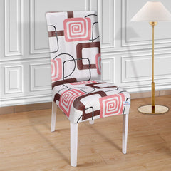 Heart Home Square Printed Elastic Stretchable Polyster Chair Cover for Home, Office, Hotels, Wedding Banquet (White)-50HH0895