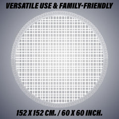 Heart Home Round Table Cover | PVC Table Cloth for Round Tables | 4 Seater Round Table Cloth | Self Check Kitchen Dining Tablecloth | Tabletop Cover | 60 Inch | White