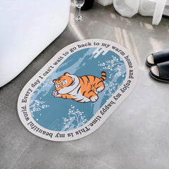 Urbane Home Bath Mat | PVC Bathroom Mat | Shower Bath Mat | Floor Tub Mat | Diatom Mud Oval Mat | Anti-Skid Shower Bathroom Mat | CF-220803 | Blue