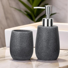 Urbane Home Premium 2-Piece Bathroom Accessories Set | Tooth Brush Holder | Liquid Soap Dispenser (250ml) | Moisture Resistant | Scratch Proof | Black