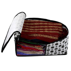 Kuber Industries Exclusive Polka Dots 12 Pieces Non Woven Blouse Cover Set (Black & White) -CTLTC38085