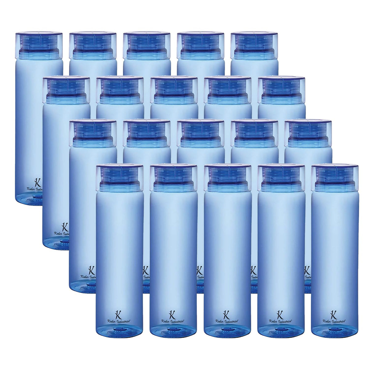 Kuber Industries BPA Free Plastic Water Bottles | Breakproof, Leakproof, Food Grade PET Bottles | Water Bottle for Kids & Adults | Plastic Bottle Set of 4 |Blue (Pack of 5)