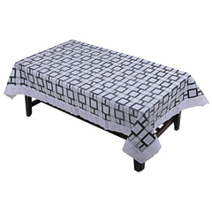 Kuber Industries Checkered PVC 4 Seater Center Table Cover - White
