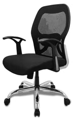 Kuber Industries Ergonomic Office Chairs for Work From Home | Comes with Manual Height Adjustable, Armrest & 2D Lumbar Support | Comfy Study Chair for Students with Wheels | Black