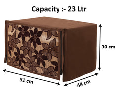 Heart Home Velvet Flower Printed Microwave Oven Cover, Dustproof Machine Protector Cover,23 LTR. (Brown)-HS43HEARTH26058