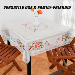 Heart Home Table Cover | PVC Dining Table Cover | Table Cloth | Center Table Cover | Table Cover for Kitchen Table | Alloy Table Cover for Hall Décor | 54 Inch | Red