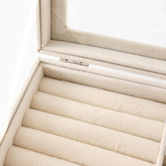 Kuber Industries Pack of 4 Velvet Jewelry Box Organizer | Jewelry Storage Box | Jewelry Organizer | Showcase Holder Dresser Organizer for Earring Necklace Bracelet Ring |YXX-019 | White