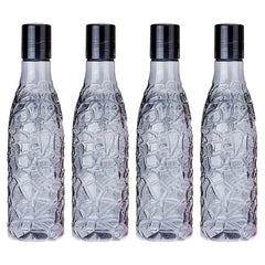 Kuber Industries BPA-Free Plastic Water Bottle|Leak Proof, Firm Grip, 100% Food Grade Plastic Bottles|for Home, Office, School & Gym|Unbreakable, Freezer Proof, Fridge Water Bottle|Pack of 4|Black