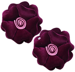Heart Home Rose Flower Shaped Pair Cushion|Soft & Decorative Cushions for Living Room Bed,Sofa,Seating Area,16 Inch,Pack of 2 (Purple)