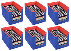 Kuber Industries 6 Pieces Non Woven Wardrobe Cloths Organizer-Shirt Stacker Storage Box (Blue & Red)-KUBMART11333
