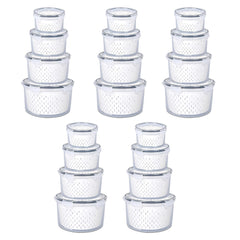 Kuber Industries 20 Pcs Food Containers | Round Storage Box for Fridge | Vegetable Fruit Strainer Basket | Refrigerator Storage Box | Containers With Airtight Lid | HXP00285 | Transparent| Pack of 5