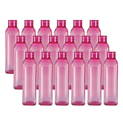 Kuber Industries BPA Free Plastic Water Bottles | Unbreakable, Leak Proof, 100% Food Grade Plastic | for Kids & Adults | Refrigerator Plastic Bottle Set of 6|Pink (Pack of 3)