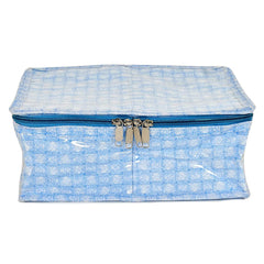 Heart Home Under Garment Kit | PVC Coated Check Design Innerwear Bag | Two Partition UG Kit for Man & Woman | Travel Toiletry Kit With Transparent View | Blue