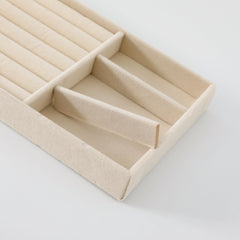 Kuber Industries 24 Pieces Velvet Jewelry Trays Organizer |Jewelry Storage Box | Jewelry Organizer |Showcase Holder Dresser Organizer for Earring Necklace Bracelet Ring | Pack of 6 | YBL4-01 | Beige