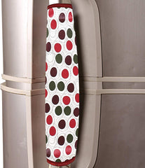Kuber Industries Circle Design PVC 2 Pieces Fridge/Refrigerator Handle Cover (Maroon & Cream) CTKTC33601