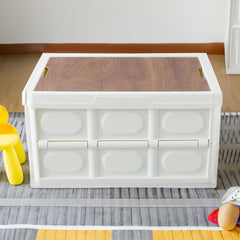 Urbane Home Folding Storage Box for Clothes with Lid | Plastic Box For Underbed Storage | Collapsible and Stackable | Clothing and Closet Organizer | 53x36x29cm | White