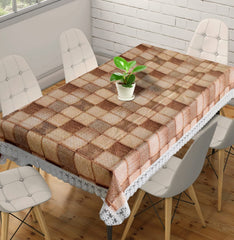 Heart Home 60"x90" Checkered Printed PVC Waterproof, Antislip & Wipe Clean Dinning Table Cover for 6 Seater (Brown)-HS43HEARTH25638