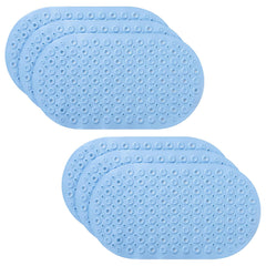 Kuber Industries Bath Mat | PVC Bathroom Mat | Shower Bath Mat | Floor Tub Mat | Bathroom Oval Mud Mat | Anti-Skid Shower Bathroom Mat | Q-02B |Pack of 6| Light Blue