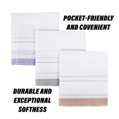 Kuber Industries Handkerchief | Premium Cotton Fabric | Handkerchief for men | Handkerchief for Boys | Men's Handkerchief Set | Fancy Border | 24025 | Pack of 12 | White