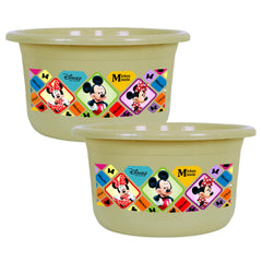 Heart Home Disney Check Bath Tub | Versatile Utility Gaint Tub | Plastic Bath Tub for Baby | Clothes Washing Tub For Bathroom | Feeding Pan Tub | TUB-25 LTR | Pack of 2 | Beige