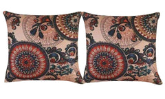 Kuber Industries Circle 2 Piece Jute Cushion Cover - 16"x16", Multicolour