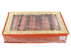 Heart Home Multipurpose Multi Saqare Design Laminated 5 Rod Bangle Box/Organizer/Case With Tranasparent Top (Orange)-47HH0329