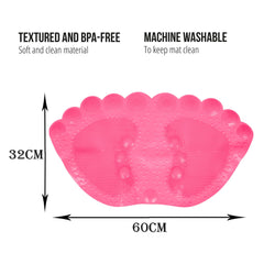 Heart Home Bath Mat | PVC Bathroom Mat | Shower Bath Mat | Foot Shape Bath Tub Mat | Foot Massager Mat | Anti-Skid Floor Mat | Shower Mat | Pink