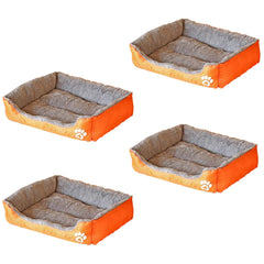 Kuber Industries Dog & Cat Bed|Super Soft Plush Top Pet Bed|Oxford Cloth Polyester Filling|Washable Dog Bed|Rectangular Cat Bed with Rise-Edge Pillow|QY036OR-S|Orange (Pack of 4)