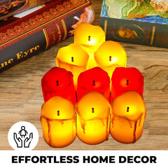 Kuber Industries LED Candles for Home Decoration|Battey Operated|Yellow Light |Safe & Easy to Maintain |Diwali Lights for Decoration, Along With Festivities & Parties|B0-051703B|Set Of 12 |(Pack Of 6)