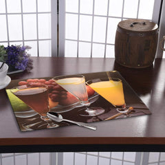 Kuber Industries Juice Glass Print PVC Table Mats/Placemat with 6 Coasters for Kitchen, Dining Table Set of 6 (Brown) 54KM4380