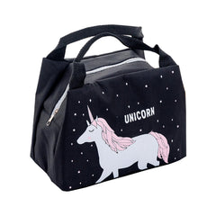 Kuber Industries Pack of 2 Lunch Bag | Lunch Bag for Office | Lunch Bag for College | Reusable Lunch Bag | Lunch Bag for Adults | Tiffin Lunch Bag with Handle | Printed | LYN04-BLK | Black