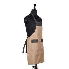 Heart Home Apron | Jute 2 Front Pocket Kitchen Apron | Apron for Restaurent | Apron for Housewife | Chef Apron for Kitchen | Water Resistance Apron | Pack of 2 | Golden