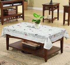 Heart Home Leaf Printed Cotton 4 Seater Center Table Cover,40"x60" (White)-44HH021