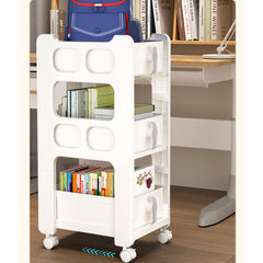 Kuber Industries Pack of 5 Multipurpose Trolley Storage Organiser | 3 Layer Shelf | Trolley with Wheels for Kitchen Accessories | Large Capacity, Easy installation, Space Saving | 6401 | White