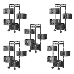 Kuber Industries 4-Layer Kitchen Trolley | 360° Rotating Storage Rack | Round Storage Rack with Wheels | Fruit and Vegetable Storage for Kitchen | Pack of 5 | (Black)