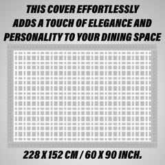 Kuber Industries Dining Table Cover | PVC Table Cloth Cover | 6 Seater Table Cloth | Self Check Table Cover | Table Protector | Table Cover for Dining Table | 60x90 Inch | DTC | White