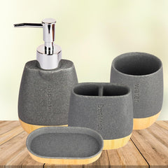 Urbane Home Premium 4-Piece Bathroom Accessories Set | Soap Dish, Liquid Soap Dispenser (250ml), Tumbler & Brush Holder | Moisture Resistant Scratch Proof | Grey