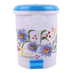 Kuber Industries Floral Design Plastic Dustbin, Small, Blue
