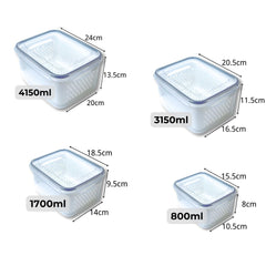 Kuber Industries 24 Pcs Food Containers | Storage Box for Fridge |Vegetable Fruit Boxes | Refrigerator Storage Box | Containers With Airtight Lid | Strainer Basket | HXP00287 | Transparent |Pack of 6