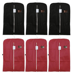 Kuber Industries 6 Piece Non Woven Coat Cover, Black and Maroon
