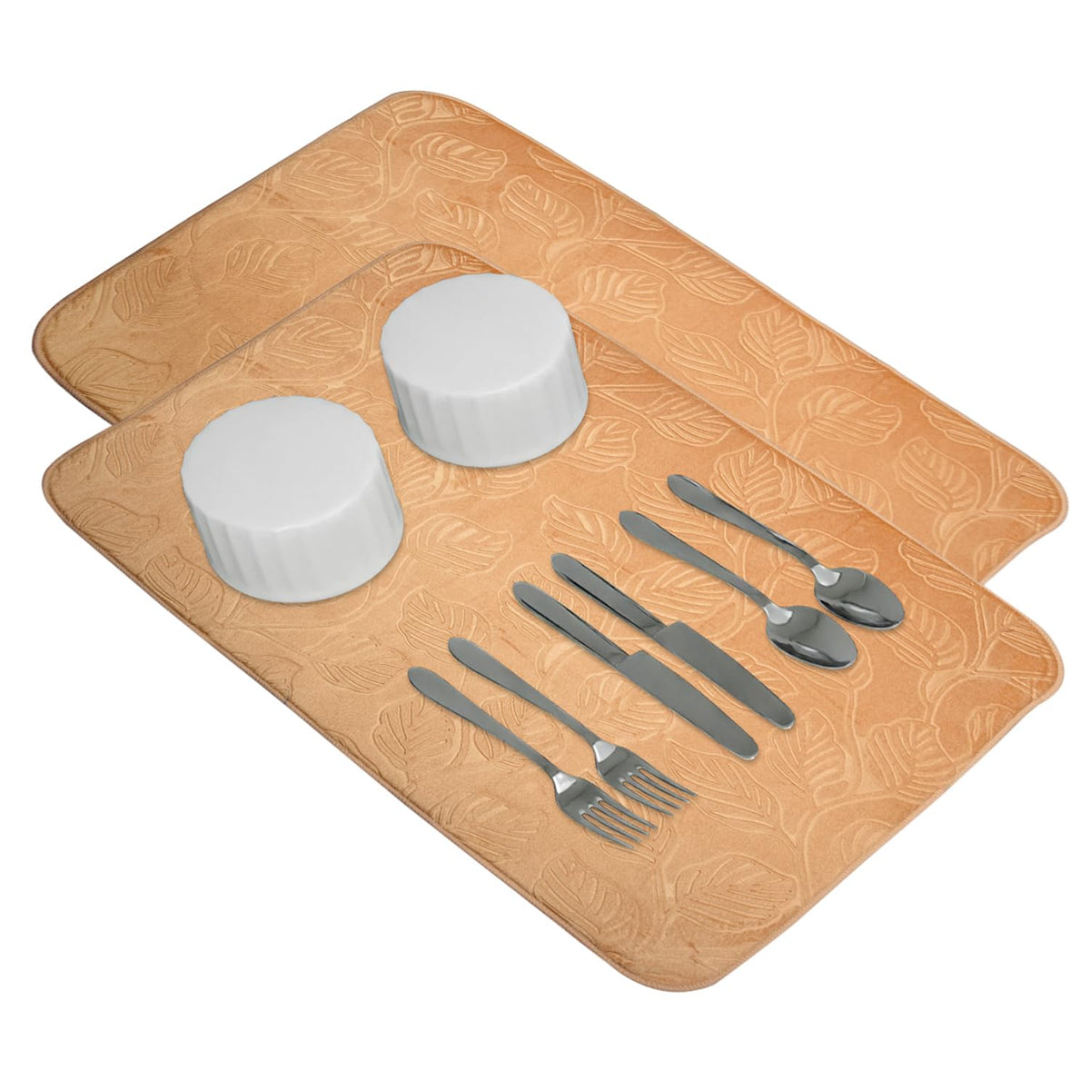 Kuber Industries Dish Dry Mat | Microfiber Drying Mat | Kitchen Drying Mat | Self Dish Dry Mat | Water Absorbent Kitchen Mat | Embossed Dish Dry Mat | 38x50 | Pack of 2 | Golden