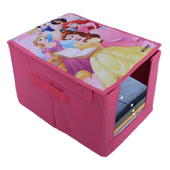 Kuber Industries Disney Princess Shirt Stacker|Wardrobe Organizer For Clothes|Non-Woven Wardrobe Organizer for Home With Lid|Pack of 2 (Pink)