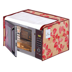 Kuber Industries Leaf Design PVC Microwave Oven Full Closure Cover for 20 Litre (Red) CTKTC33230