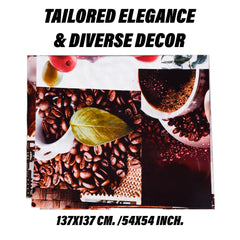 Heart Home Table Cover | Dining Table Cover | Center Table Cover | Reversable Table Cover for Kitchen Table | Coffee Cup Table Cover for Hall Décor | 54x54 Inch | Brown