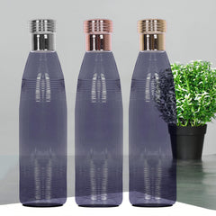 Heart Home Water Bottle | Plastic Water Bottles | Refrigerator Water Bottles | Fridge Water Bottles | Drinking Water Bottle | 1 LTR Water Bottle | Set of 6 | Black