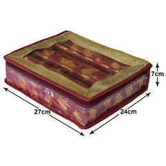 Kuber Industries Multipurpose Feather Design Laminated 3 Rod Bangle Box/Organizer/Case With Tranasparent Top (Maroon)-47KM0201