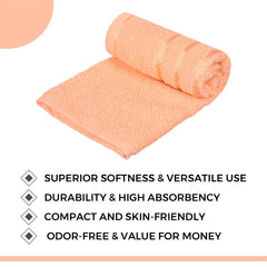 Kuber industries Face Towel | Towels for Facewash | Towels for Gym | Facewash for Travel | Towels for Daily use | Workout Hand Towel | Lining Design | 14x21 Inch | Pack of 2 | Peach