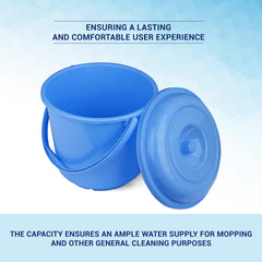 Heart Home Bucket with Lid | Plastic Bucket for Mopping | Bucket for Cleaning | Storage Container Bucket | Water Storage Bucket | Bathroom Bucket | Plain Bucket | 5 LTR | Blue