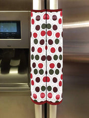 Kuber Industries Circle Design PVC 2 Pieces Fridge/Refrigerator Handle Cover (Maroon & Cream) CTKTC33601