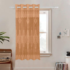 Kuber Industries Window Curtain|Darkening Window Curtains|Sheer Curtain with 8 Rings|Parda for Living Room|Drapes for Bedroom|Net Frill Window Curtain|5 Ft|SY15ZZ|Golden